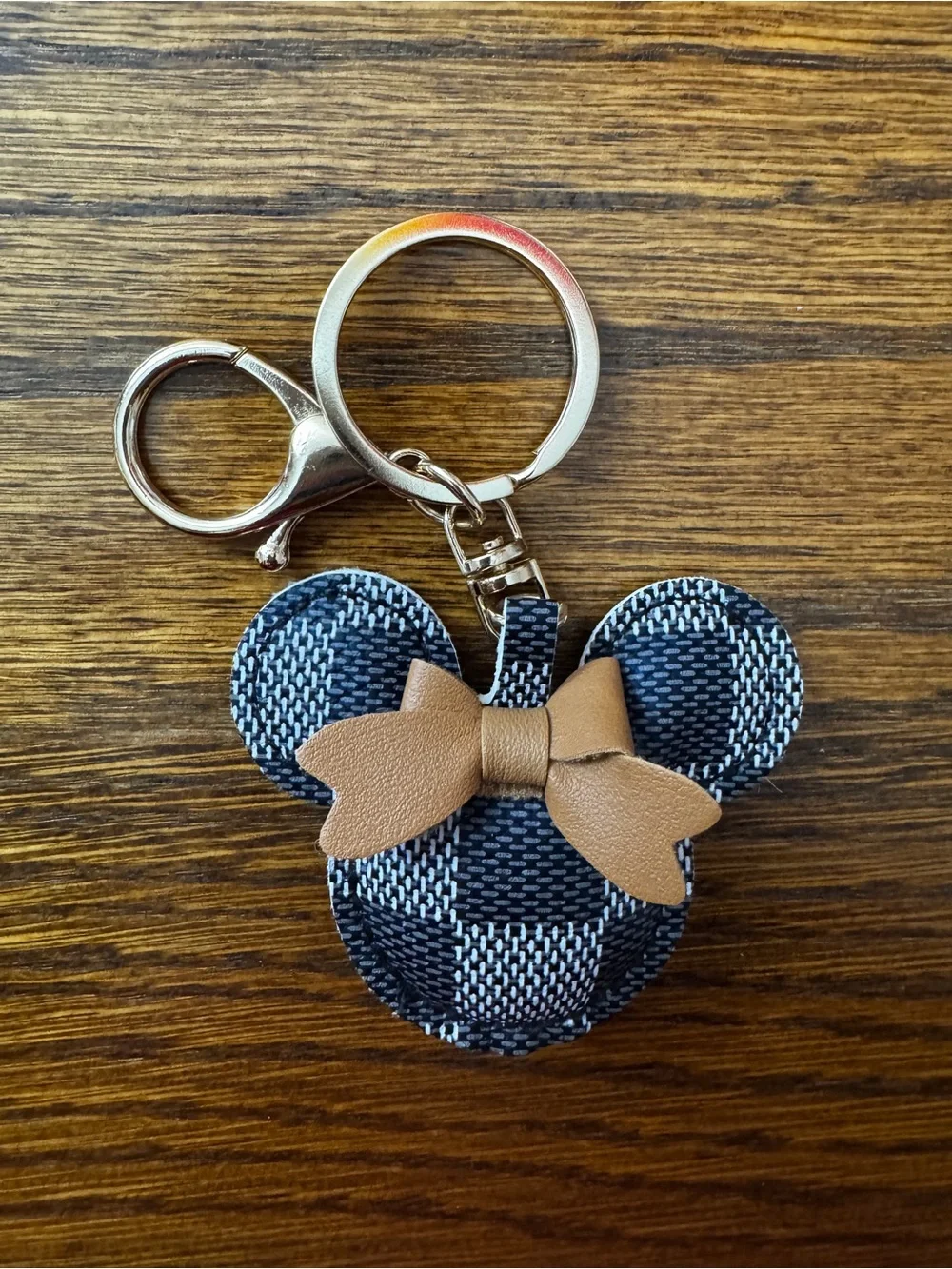 Unbranded Mickey Mouse Keychain Bag Charm Clip Bow checkered pattern